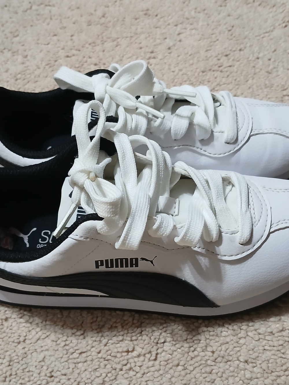 PUMA Boy's White and Black Classic Sneakers